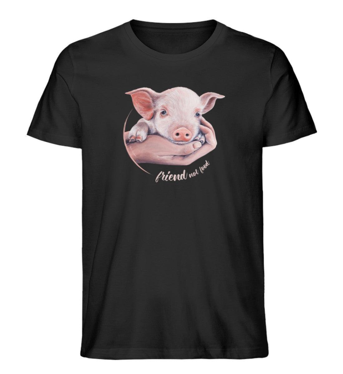 Friend not food Schwein [Chantal Kaufmann] - Unisex Organic Shirt Rocker T-Shirt ST/ST Shirtee Schwarz S 