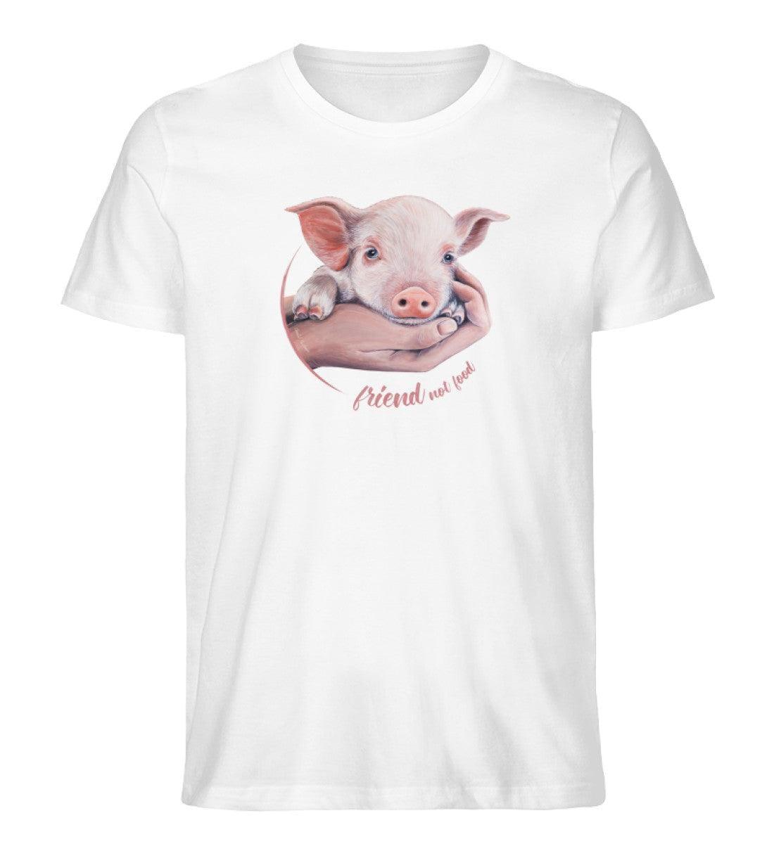 Friend not food Schwein [Chantal Kaufmann] - Unisex Organic Shirt Rocker T-Shirt ST/ST Shirtee Weiß S 