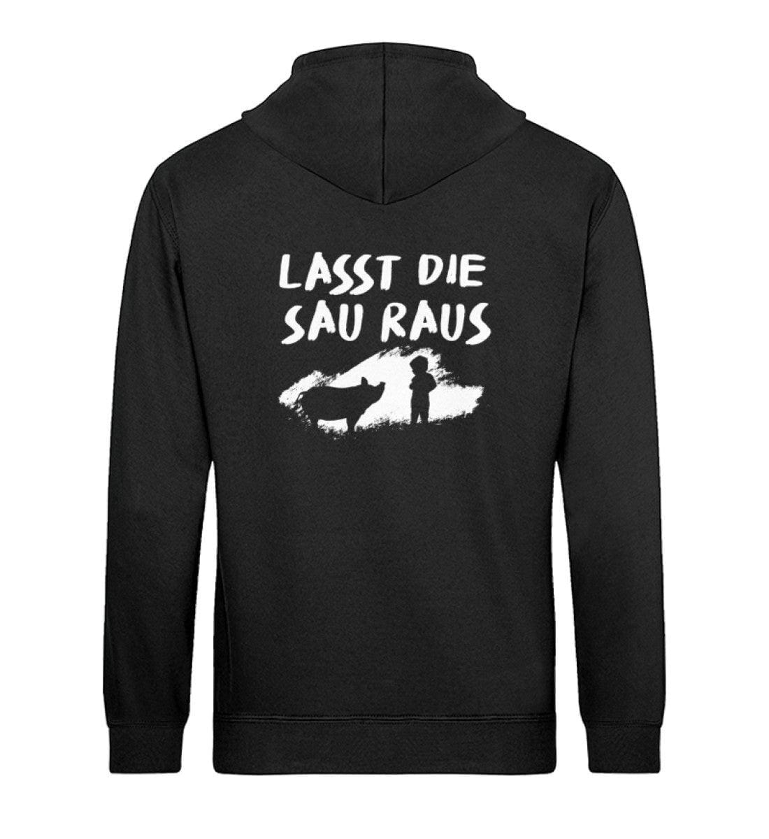 Lasst die Sau raus - Backprint - Unisex Organic Hoodie Drummer Hoodie ST/ST Shirtee Schwarz XS 