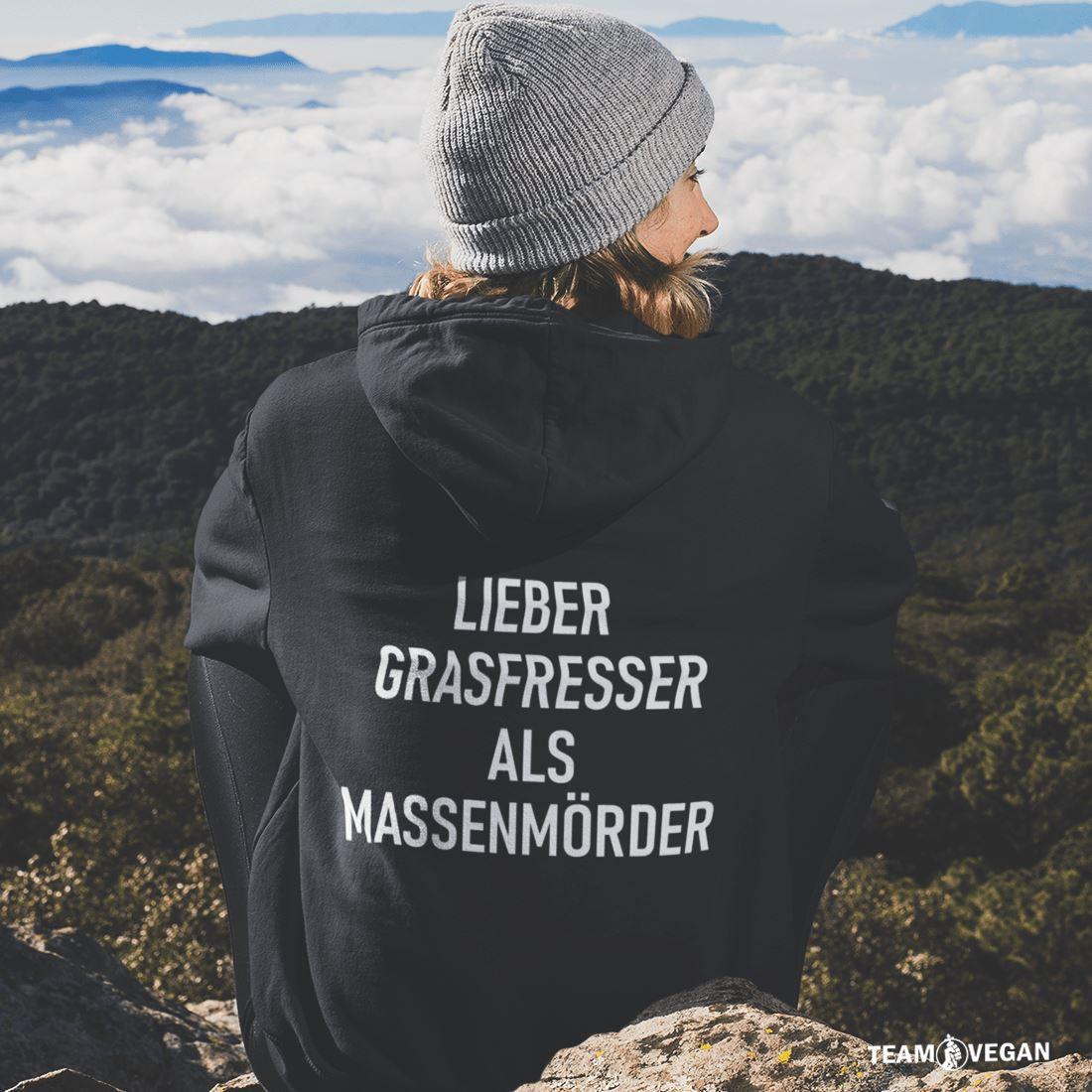 Lieber Grasfresser als Massenmörder - Backprint - Unisex Organic Hoodie - Team Vegan © vegan t shirt