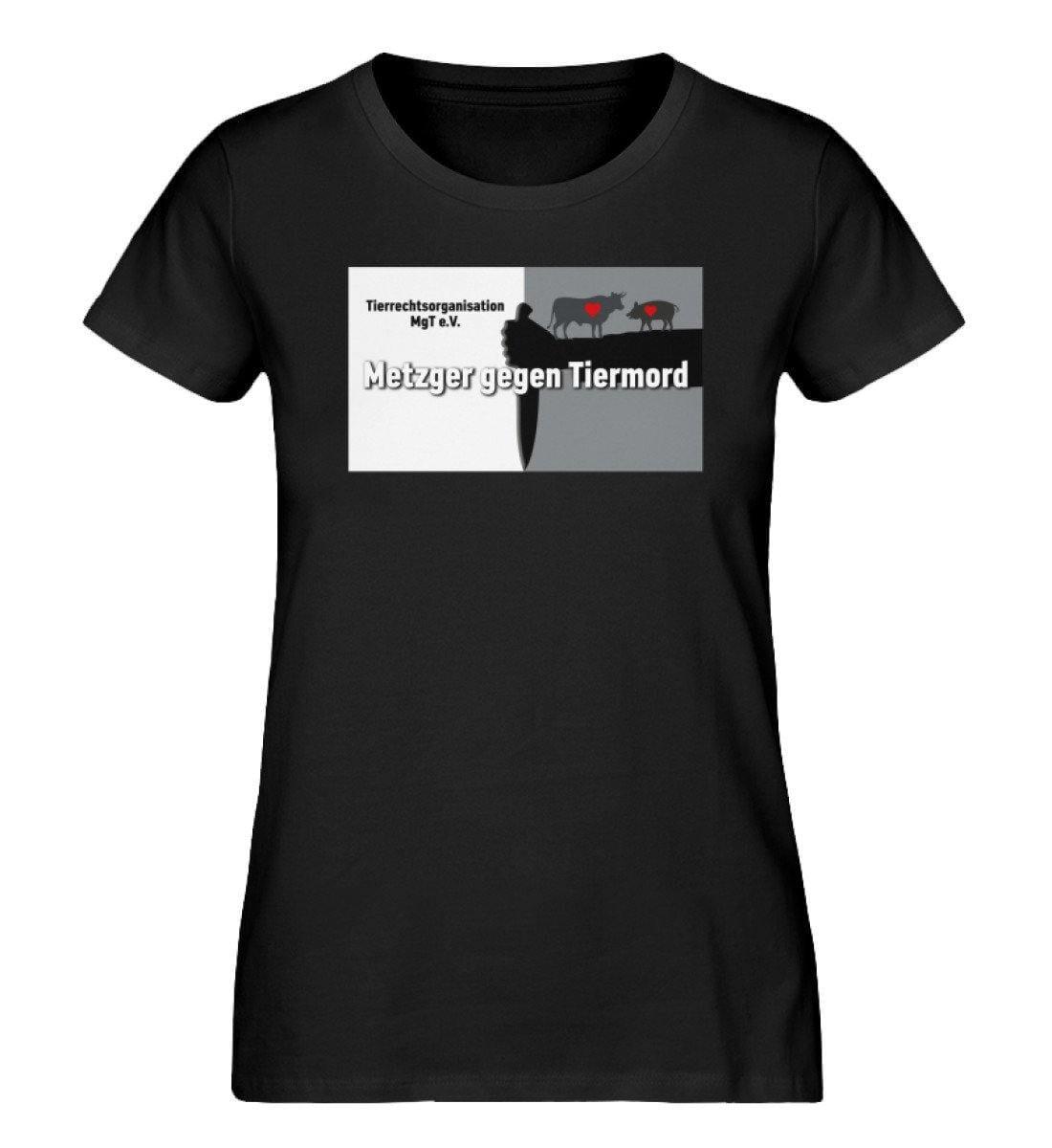 Metzger gegen Tiermord Support - Damen Organic Shirt Shirtee Schwarz S 