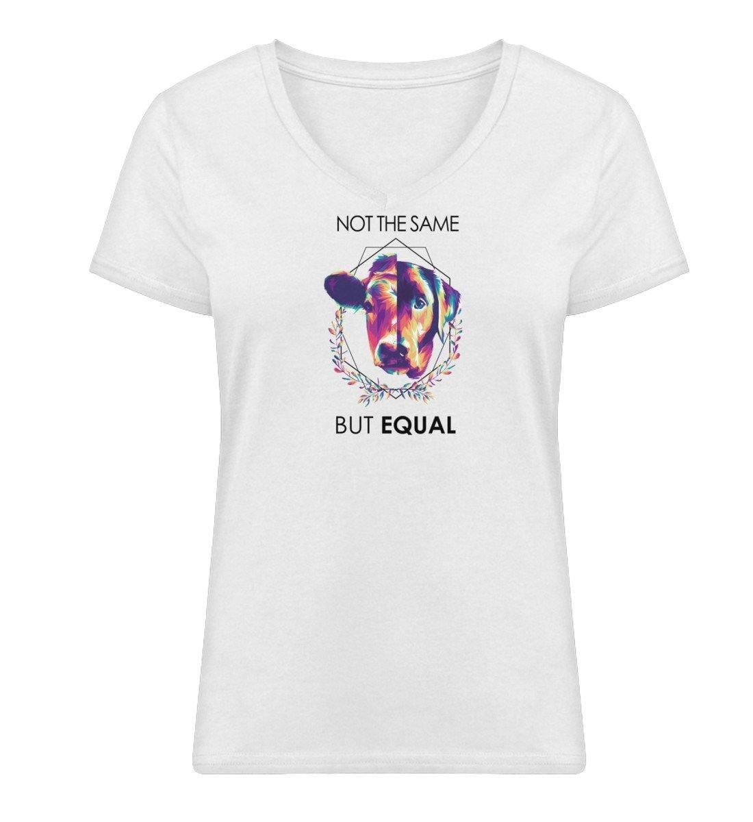Not The Same But Equal - Damen Organic V-Neck Shirt Stella Evoker T-Shirt ST/ST Shirtee Weiß XS 