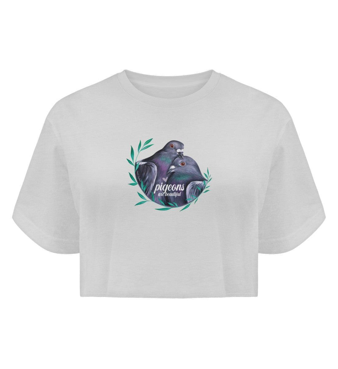 pigeons are beautiful [Chantal Kaufmann] - Boyfriend Organic Crop Top Boyfriend Organic Crop Top Shirtee White S 