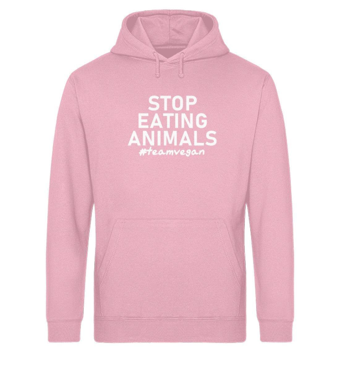 Stop eating Animals - Unisex Organic Hoodie Drummer Hoodie ST/ST Shirtee Cotton Pink S 