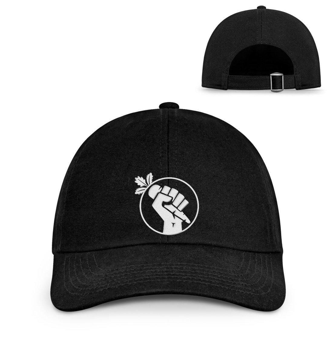 Team Vegan Faust - Organic Baseball Kappe mit Stick Organic Baseball Kappe mit Stick Shirtee Schwarz onesize 