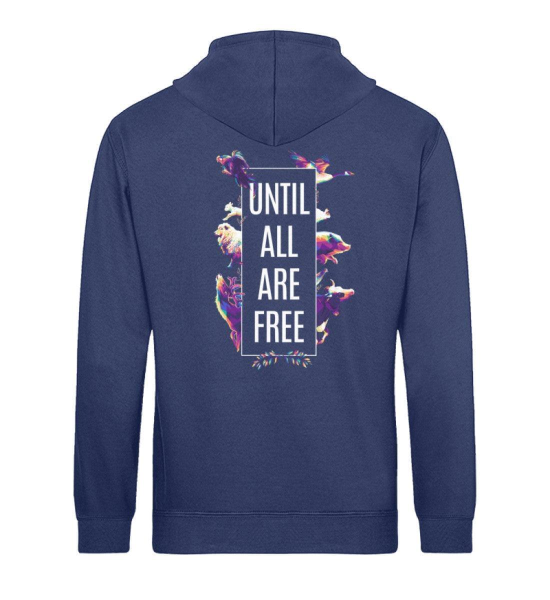 Until all are free - Backprint - Unisex Organic Hoodie Drummer Hoodie ST/ST Shirtee French Navy XS 