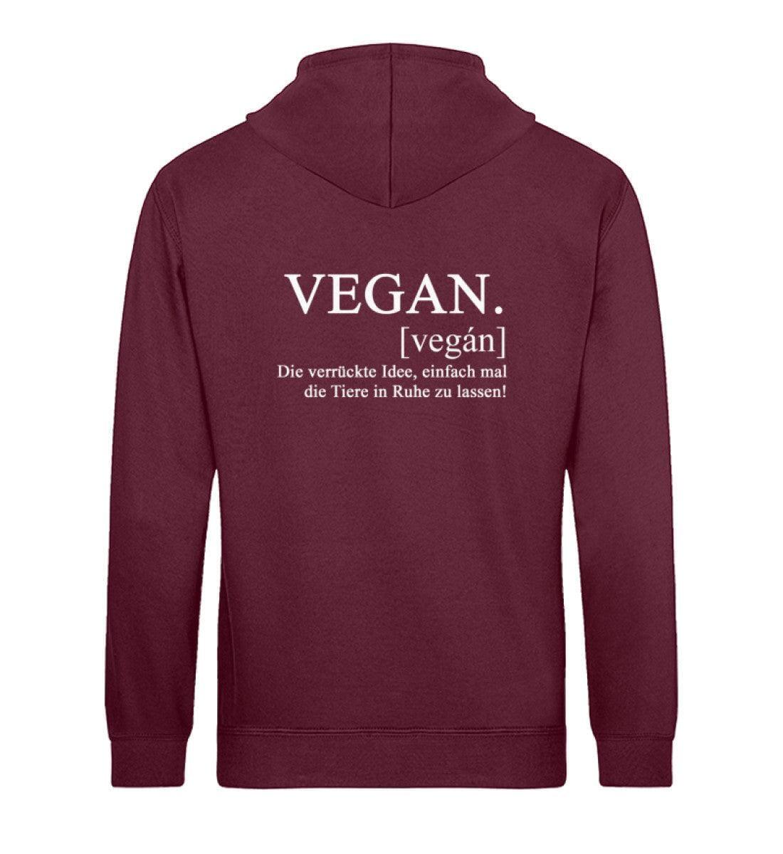 Vegan Definition- Backprint - Unisex Organic Hoodie Drummer Hoodie ST/ST Shirtee Burgundy XS 