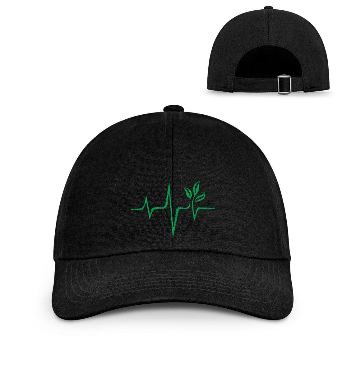 Vegan Heartbeat - Organic Baseball Kappe mit Stick Organic Baseball Kappe mit Stick Shirtee Schwarz onesize 