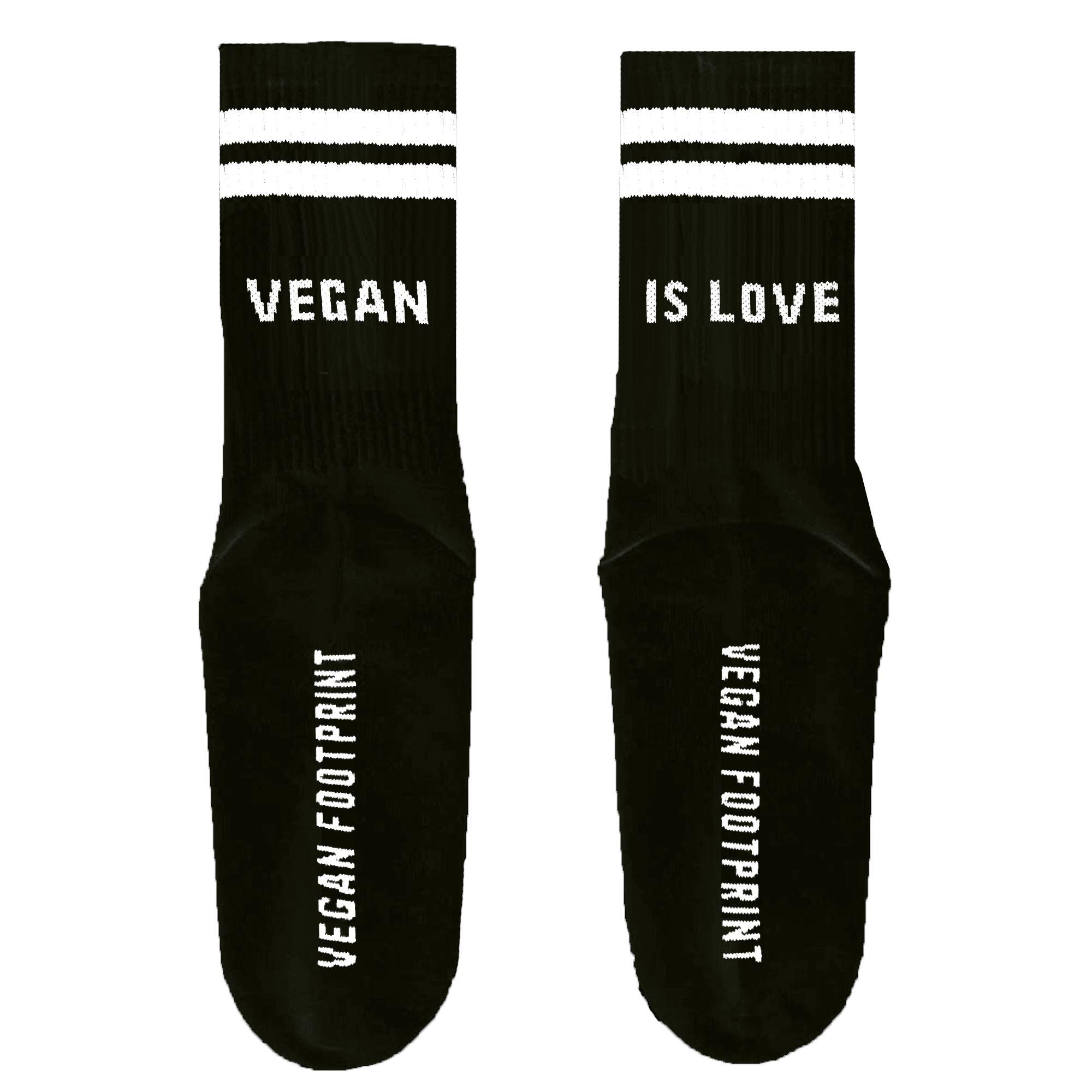 VEGAN IS LOVE - Hohe Sportsocken mit Streifen aus Bio-Baumwolle - 3 Paar - Team Vegan © vegan t shirt