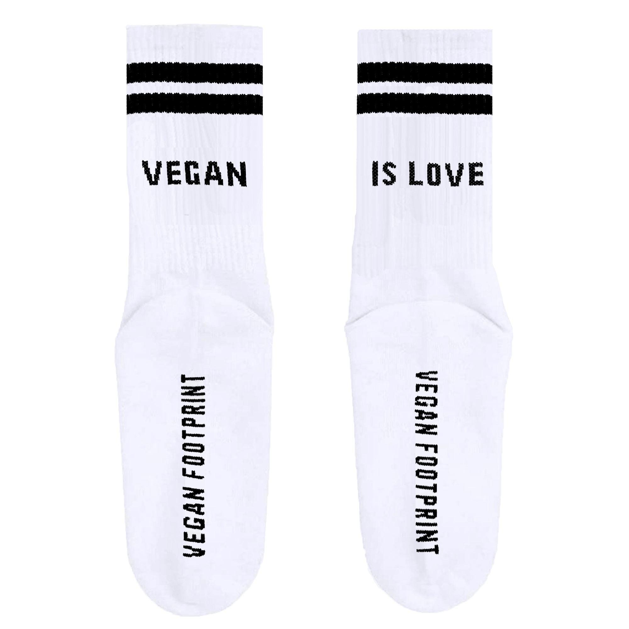 VEGAN IS LOVE - Hohe Sportsocken mit Streifen aus Bio-Baumwolle - 3 Paar - Team Vegan © vegan t shirt