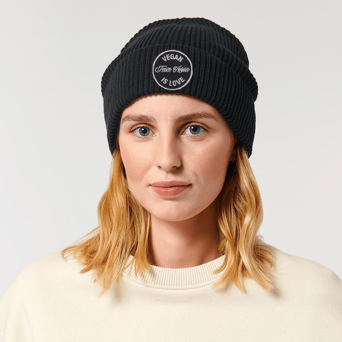 Vegan Liebling Beanie mit Patch - Team Vegan © vegan t shirt