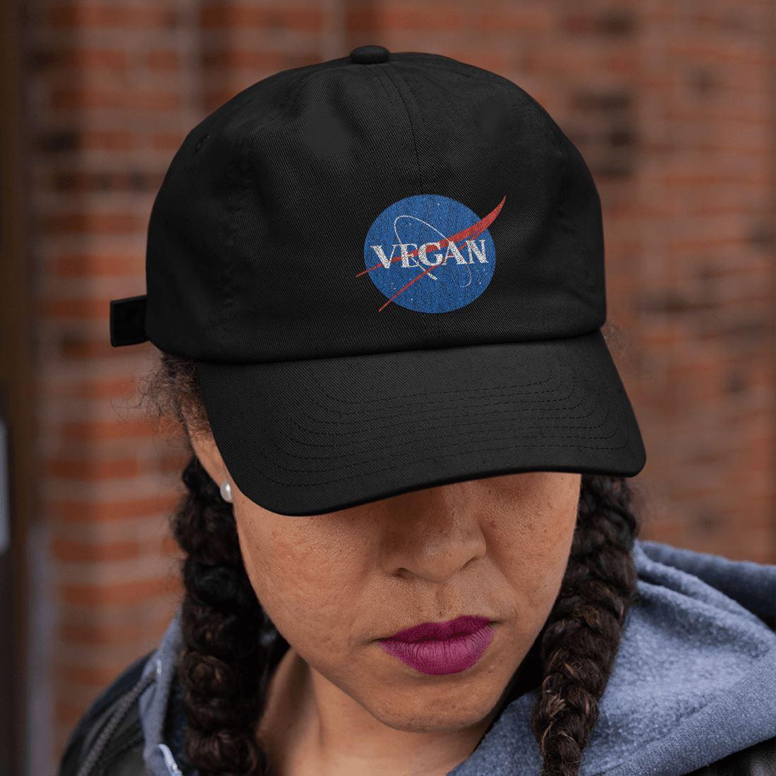 Vegan Nasa - Organic Baseball Kappe mit Stick - Team Vegan © vegan t shirt
