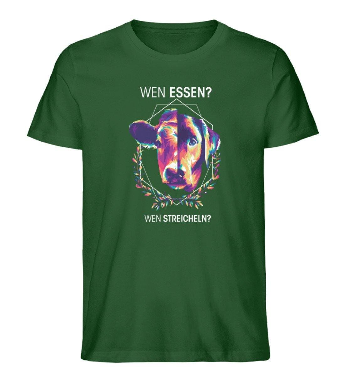 Wen essen? Wen streicheln? - Unisex Organic Shirt Rocker T-Shirt ST/ST Shirtee Dunkelgrün S 