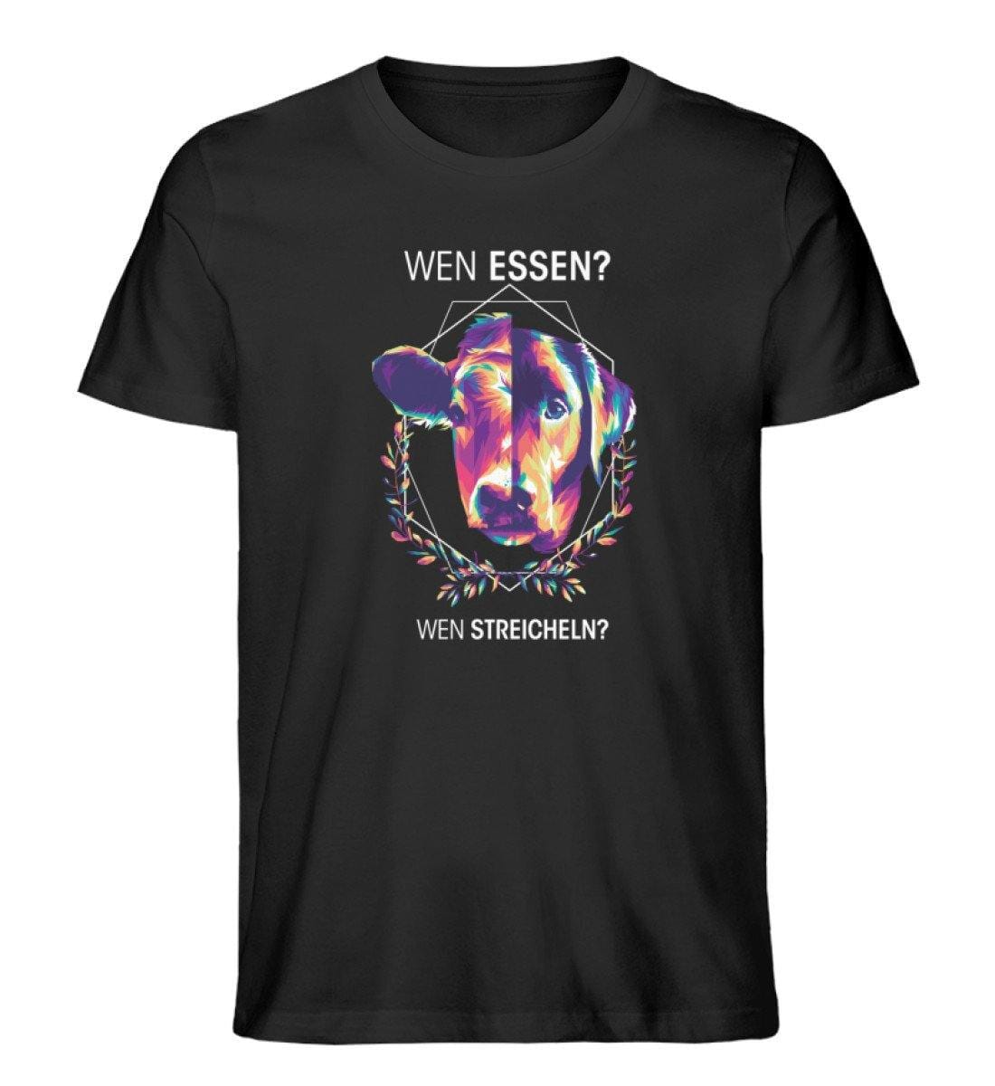 Wen essen? Wen streicheln? - Unisex Organic Shirt Rocker T-Shirt ST/ST Shirtee Schwarz S 
